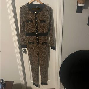 EUC Black and Gold Button- up Jumpsuit Size Large